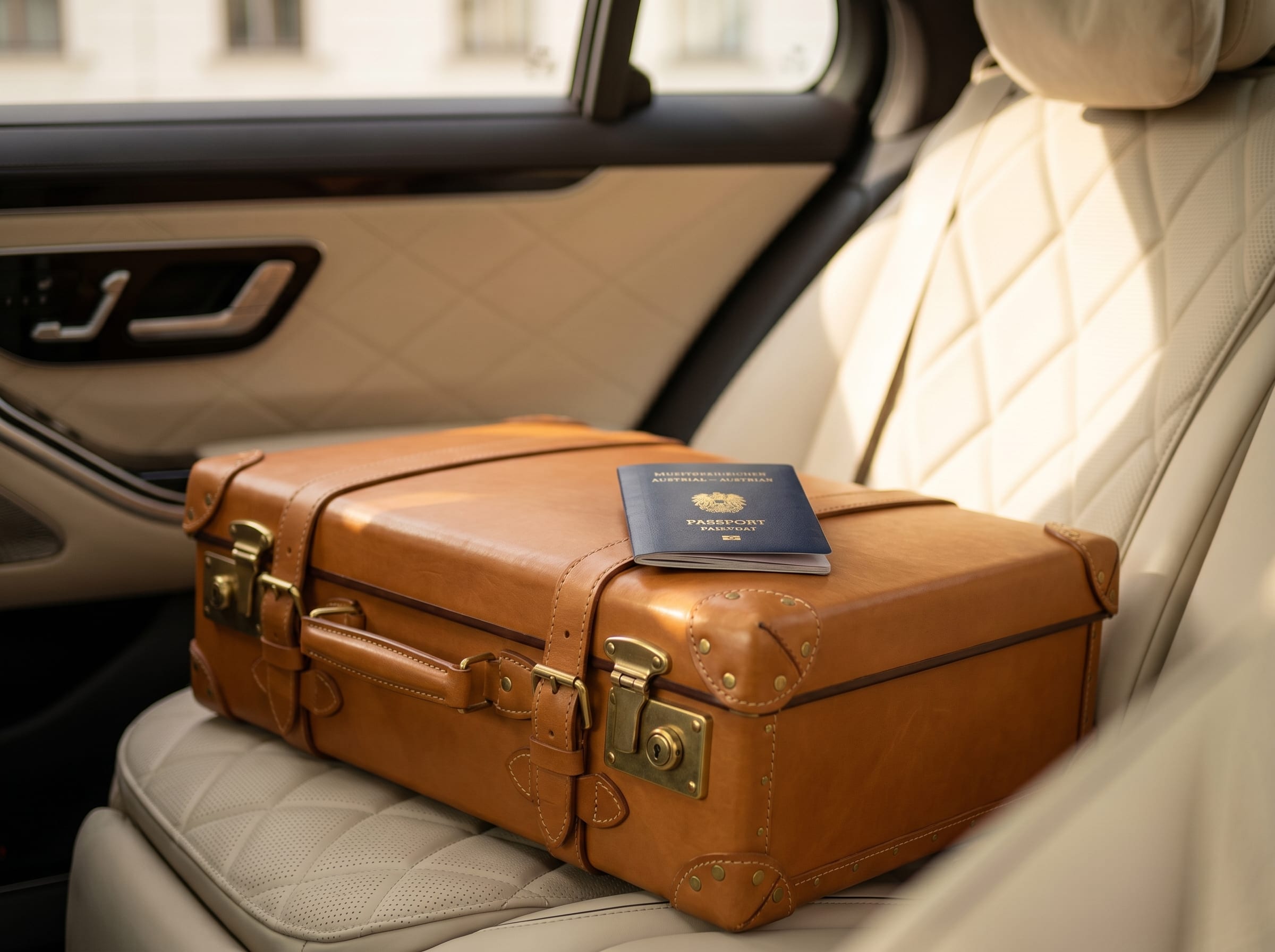 Detail des Fond-Bereichs einer Mercedes S-Klasse mit Reisegepäck